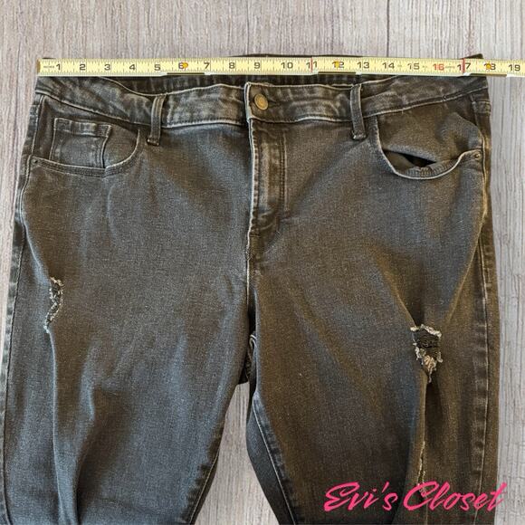 Old Navy Pop Icon Skinny Jeans Women's Black Denim Distressed Mid-Rise. Sz 16 - Picture 8 of 13